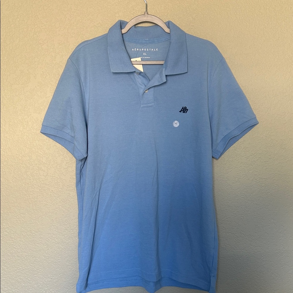 Aeropostale Men's Light Blue Polo Shirt